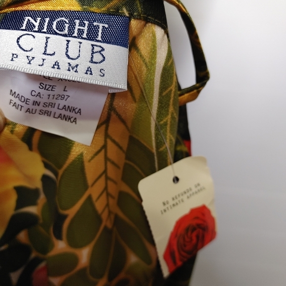 VINTAGE deadstock satin tropical print pajama set L - Picture 9 of 15